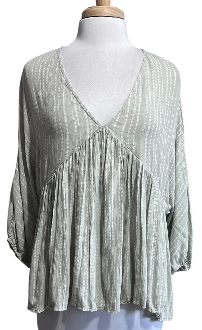 By Together Remi Top Womens Small Smocked Mint Green Earthy Boho NWT